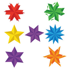 Obraz premium Colorful Starburst Shapes Isolated on White Background - Festive Celebration Icons