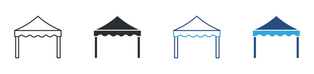 Event tent icon set. outdoor canopy shelter symbol. exhibition and festival concept. vector illustration. © Icon Atelier