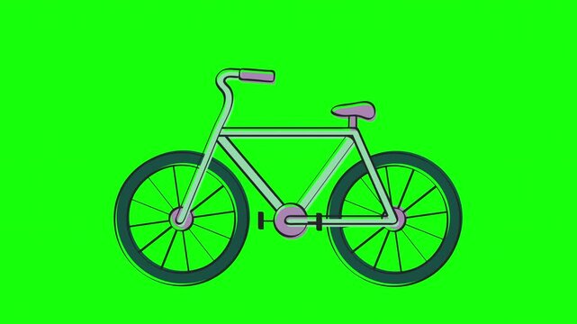 Cartoon Bicycle Animation Loop on Green Screen Background