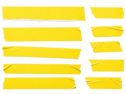 Set of vibrant yellow sticky notes arranged in a staggered layout