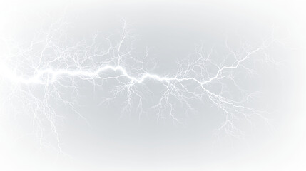 Lightning bolt with electric discharge on a transparent background creating a striking visual effect during stormy weather conditions © Liubov