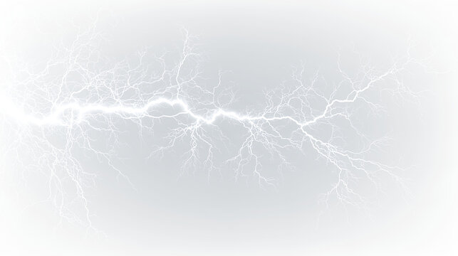 Lightning bolt with electric discharge on a transparent background creating a striking visual effect during stormy weather conditions