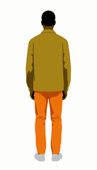 Obraz premium Man in Yellow Jacket Seen From Behind Standing Facing Away Illustration
