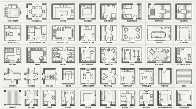 Collection of architectural blueprints and plans.
