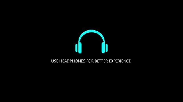 4K Animation of use headphones for better experience icon on black background. suggests using headphones for a better experience stock video. motion graphic of headphone concept