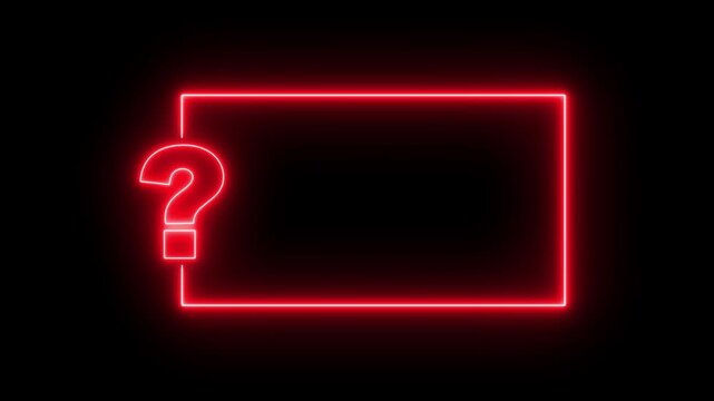 Question mark neon sign light on black background. Quiz trivia game competition. blue neon question mark frame for quizzes and FAQs. motion graphic of question mark concept. 4k animation video