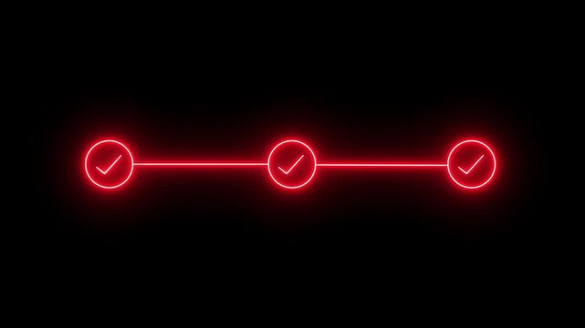 neon 3 step infographic process with check mark icon. infographic step by step process icon, step process success with check marks. Step-by-Step Guide: Business Steps. 4k animation video