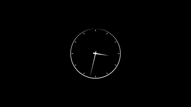 Clock spinning, watch animation on transparent background with alpha channel 4.k animation video