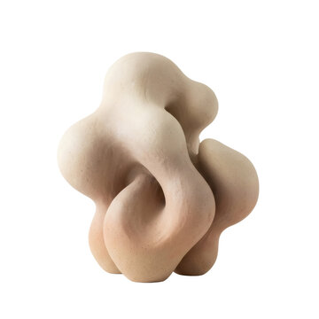 Abstract organic sculpture with clay texture. Isolated 3d design element