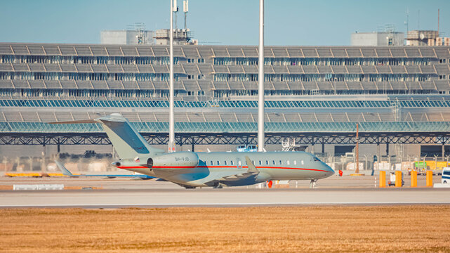 9H-VJD - Bombardier Global 6000 - VistaJet passenger jet airplane on a sunny winter day at Munich airport, MUC, Freising, Bavaria, Germany