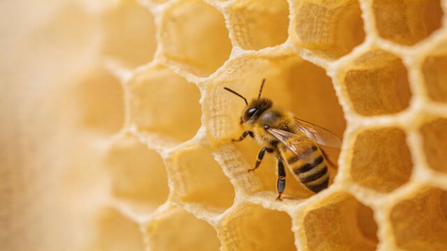 Bee on honeycomb