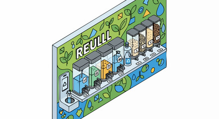 Obraz premium Refill station with multiple containers for various liquids.