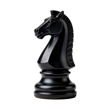 [Transparent Background PNG]Black knight chess piece on plain white background