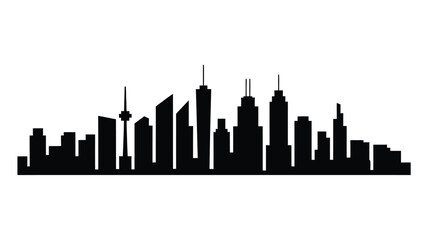 Fototapeta premium A striking black silhouette of a modern cityscape against a white background
