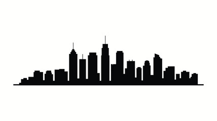 Fototapeta premium A striking black silhouette of a modern city skyline against a white background