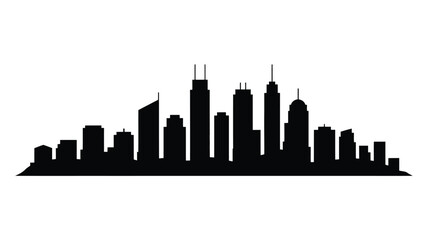 A striking black silhouette of a city skyline against a white background © MdSafi
