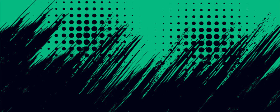 Black and green abstract grunge texture background with halftone style. vector eps10