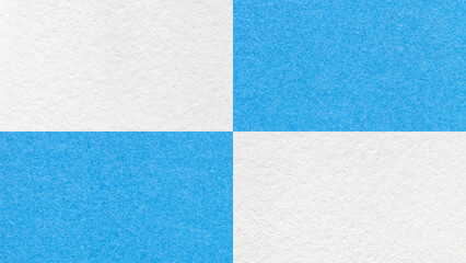 Fototapeta premium White and light blue checkered paper texture background with four sections and copy space. Geometric template with blocks