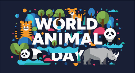 Naklejka premium World Animal Day celebration colorful illustration with various animals for social media campaign