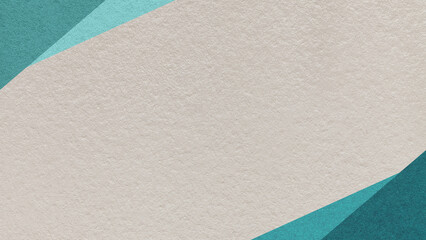Cool beige paper texture background with emerald, teal geometric corners gradient layers, copy space for banner presentation © nikol85