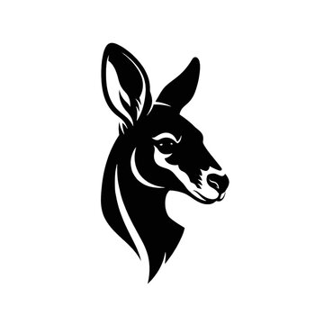 Black silhouette illustration of a deer's head with large ears