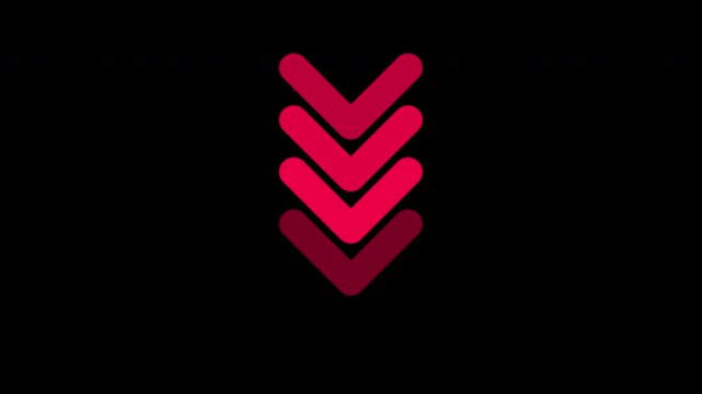 red sliding icon video animation. Repeating directional arrow, repeating directional arrow line animation. Blinking arrow navigation. Repeating arrow animation direction concept. 