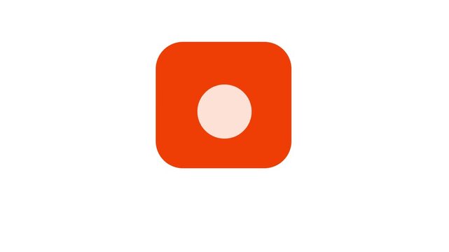 A square orange icon with a white circle inside is shown closeup