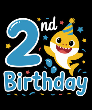 Official Baby Shark 2nd Birthday Blue 2 Years