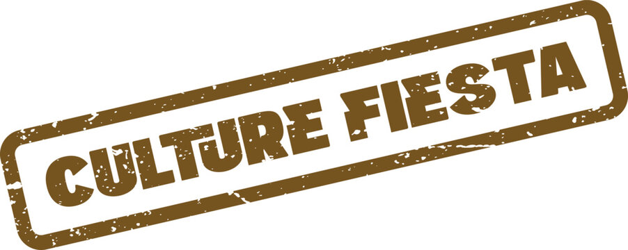 Authentic brown rubber stamp impression displaying culture fiesta with an antique weathered texture