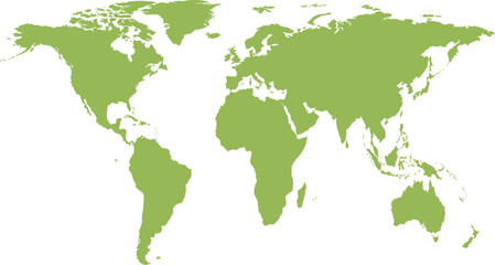 Obraz premium premium World Map, Green Vector Illustration, Global Globe, Continental Outline vector illustration
