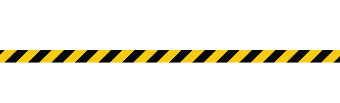 Road Traffic Safety Straight Line Border with Yellow and Black Striped Seamless Warning Pattern