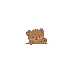 Obraz premium Cute kawaii fluffy bear waving paw cartoon, vector illustration