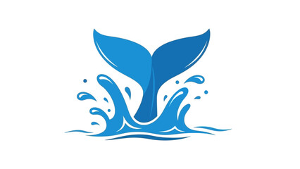 Fototapeta premium Blue whale tail diving into water with splash