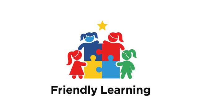 Friendly Learning logo with colorful children puzzle pieces.