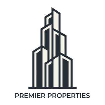 Premier Properties Logo with Modern Skyscraper Silhouette