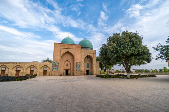 Shahrisabz, Uzbekistan. Kok Gumbaz Mosque Blue Dome 15th century architecture in Shakhrisabz, Uzbekistan
