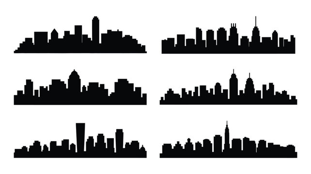 Silhouetted city skylines a collection of urban landscapes in black and white