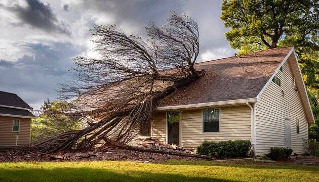 storm damage urgent roof repair needed after tree falls on home highlighting safety concerns