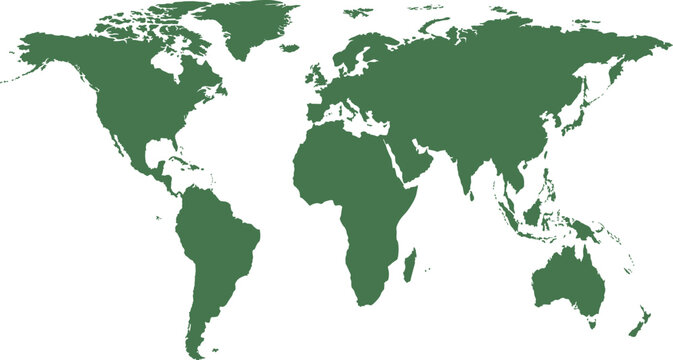 premium Green world map, global map, earth map, vector map, olive green map vector illustration