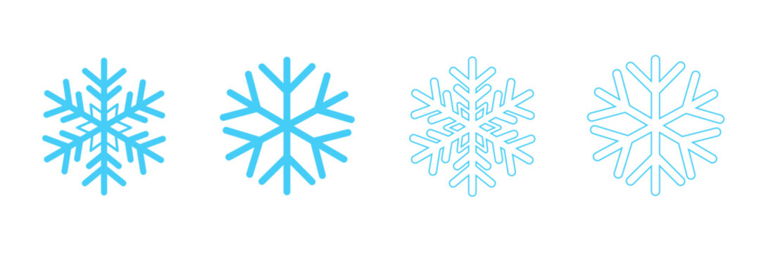 Snowflake Icons Set for Winter Season Christmas Decoration and Cold Weather Climate Concepts