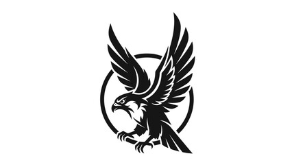 Fototapeta premium Hawk Logo Silhouette - Majestic Bird of Prey in Flight with Wings Spread