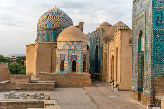 The ancient mausoleum of Shakh-I-Zinda, The Tomb of living King, during the reign of Amir Temur in Samarkand, Uzbekistan.