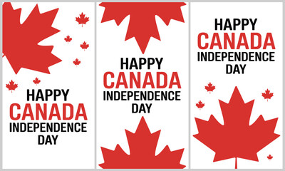 Fototapeta premium Vibrant Canada Day poster with maple leaves and festive Independence Day greeting for national celebration