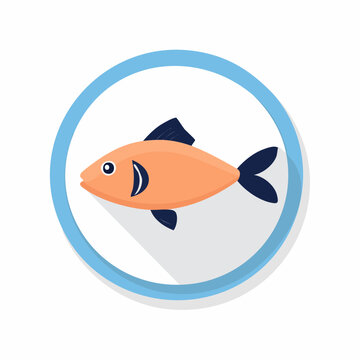 Flat Design Orange Fish Icon