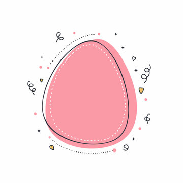 Pink Abstract Shape with Dotted Outline and Confetti