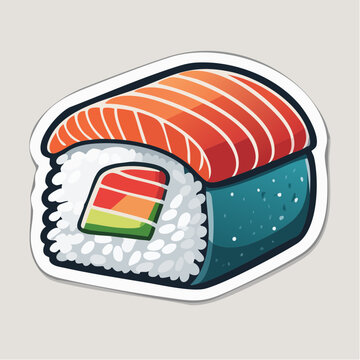 Stylized Salmon Sushi Roll Illustration