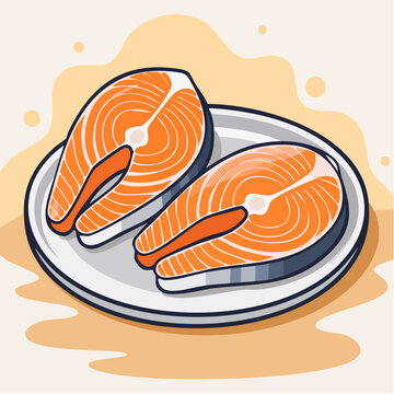 Two fresh salmon steaks on a plate