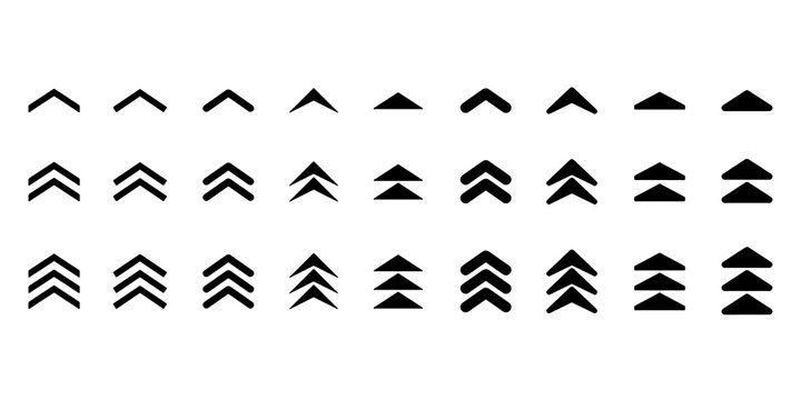 Arrow up scroll icon set, swipe up, group arrows directed upwards