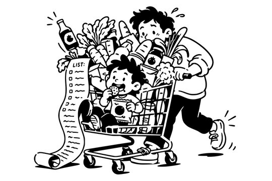 Supermarket Shopping Lifestyle Illustration