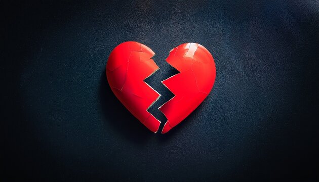 broken red heart on a dark retro background minimal abstract lost love and breakup concept loved ones we lost idea and strong emotions idea with copy space